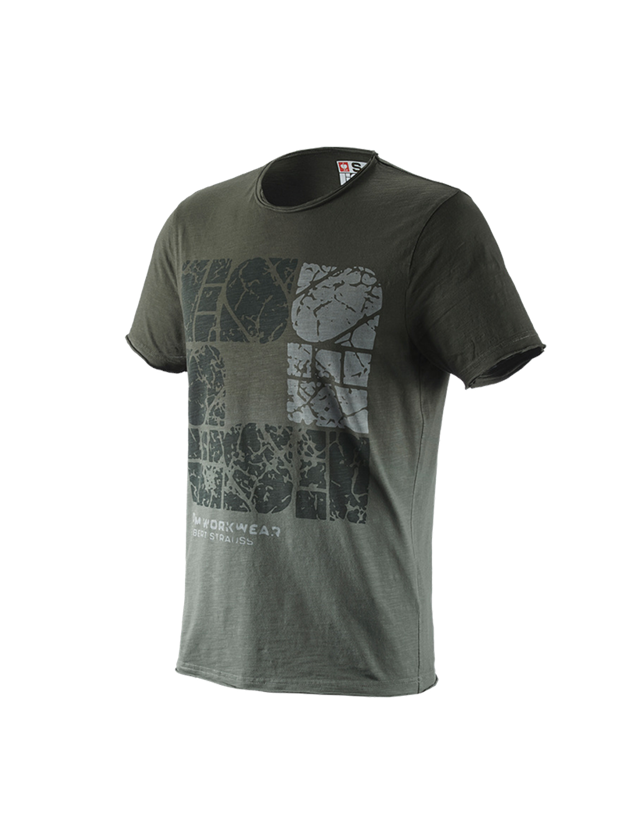 Onderwerpen: e.s. T-Shirt denim workwear + camouflagegroen vintage