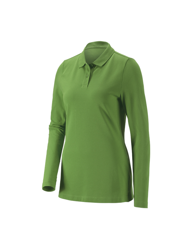 Hauts: e.s. Pique-Polo longsleeve cotton stretch,femmes + vert d'eau
