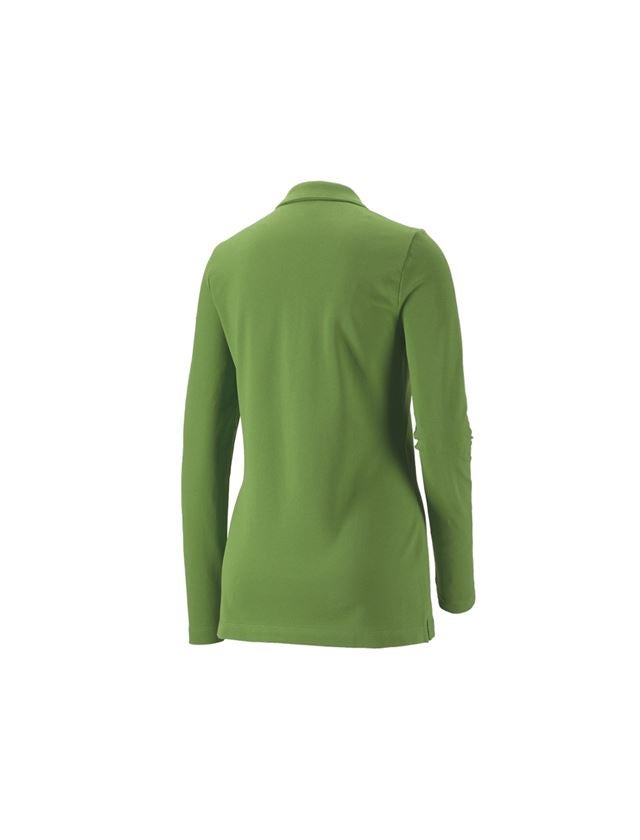 Themen: e.s. Piqué-Polo Longsleeve cotton stretch,Damen + seegrün 1