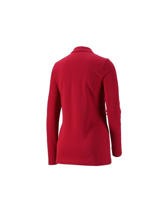 Thèmes: e.s. Pique-Polo longsleeve cotton stretch,femmes + rouge vif 1