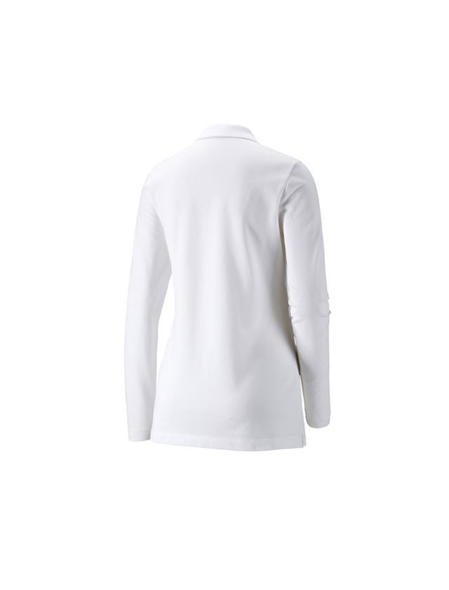 Hauts: e.s. Pique-Polo longsleeve cotton stretch,femmes + blanc 1