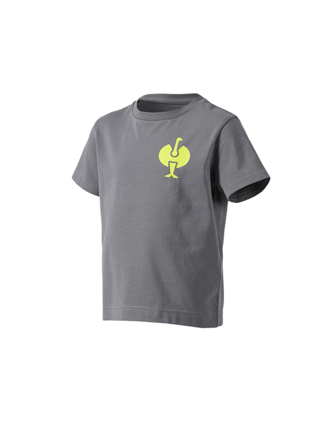 Hauts: T-Shirt e.s.trail, enfants + gris basalte/jaune acide