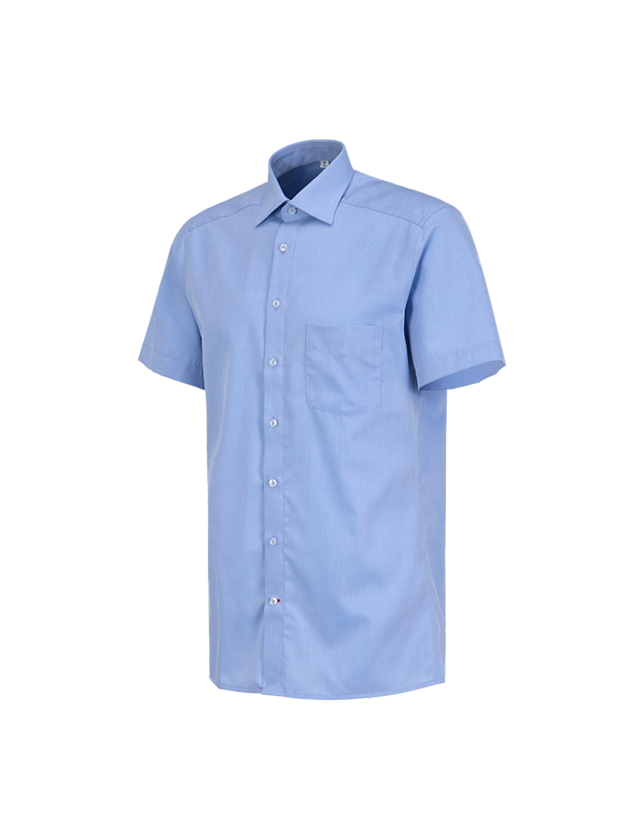 Shirts & Co.: Business Hemd e.s.comfort, kurzarm + hellblau melange