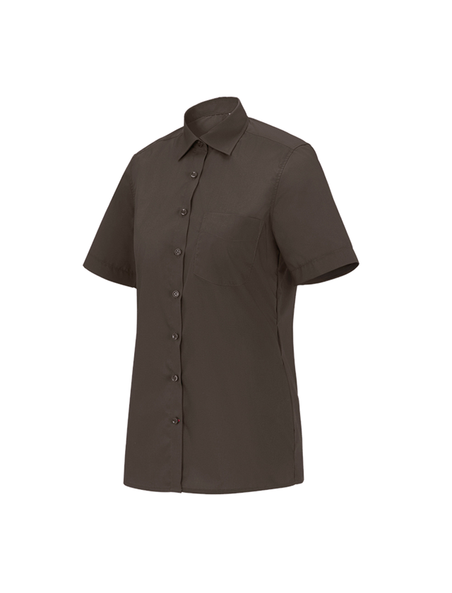 Bovenkleding: e.s. Service-blouse korte mouw + kastanje