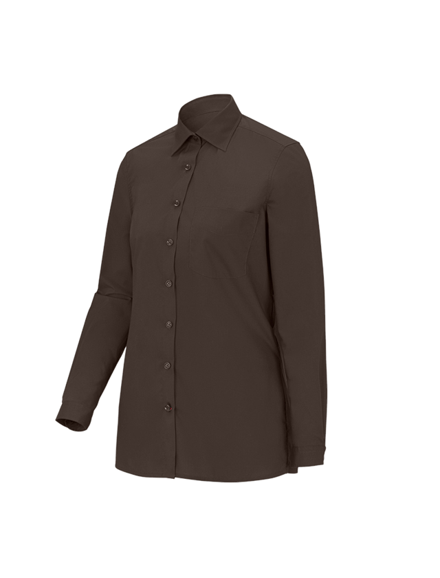 Bovenkleding: e.s. Service-blouse lange mouw + kastanje