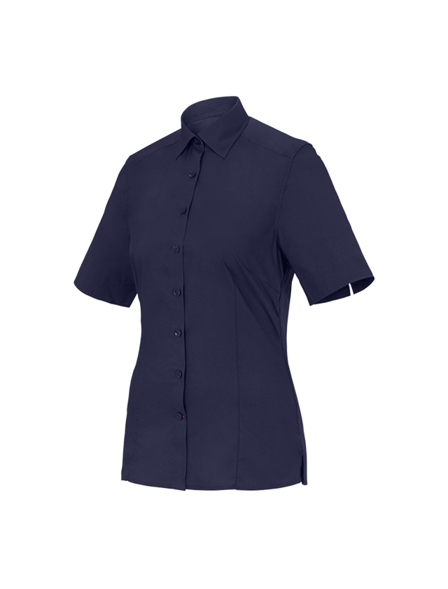 Shirts & Co.: Business Bluse e.s.comfort, kurzarm + dunkelblau