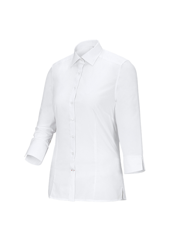Shirts & Co.: Business Bluse e.s.comfort, 3/4-Arm + weiß