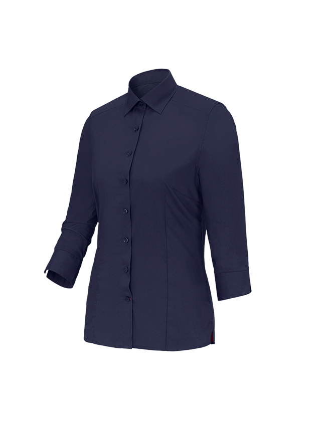 Shirts & Co.: Business Bluse e.s.comfort, 3/4-Arm + dunkelblau
