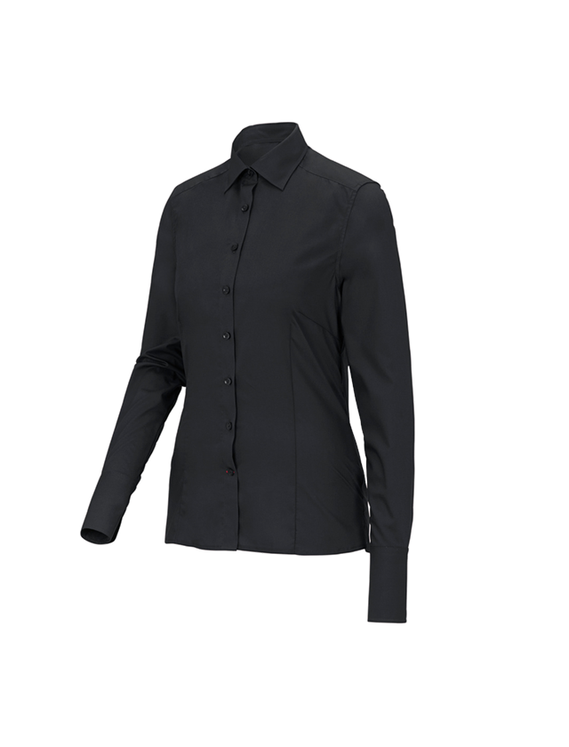 Bovenkleding: Business-blouse e.s.comfort, lange mouw + zwart