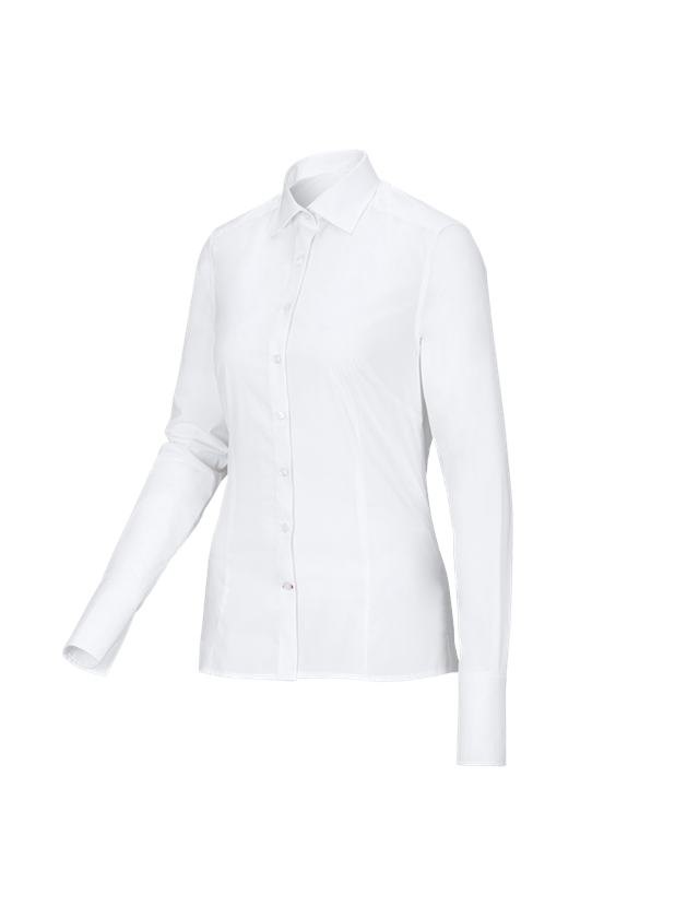 Shirts & Co.: Business Bluse e.s.comfort, langarm + weiß