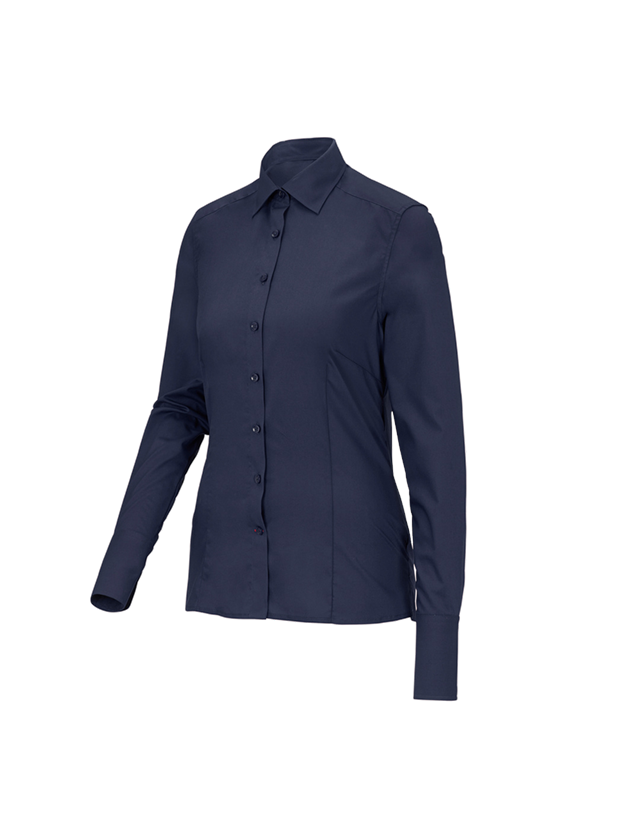 Shirts & Co.: Business Bluse e.s.comfort, langarm + dunkelblau