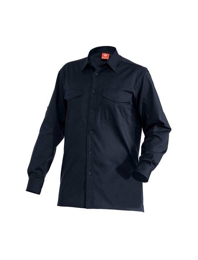 Bovenkleding: Werkhemden e.s.classic, lange mouw + donkerblauw