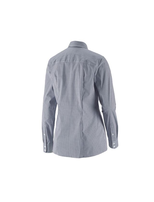 Onderwerpen: e.s. Business-blouse cotton stretch dames reg. fit + donkerblauw geruit 1
