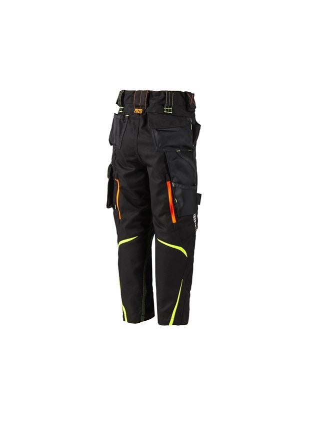 Pantalons: Pantalon à taille élastique e.s.motion2020,enfants + noir/jaune fluo/orange fluo 3