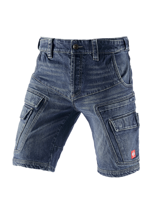 Werkbroeken: e.s. cargo worker-jeans short POWERdenim + darkwashed