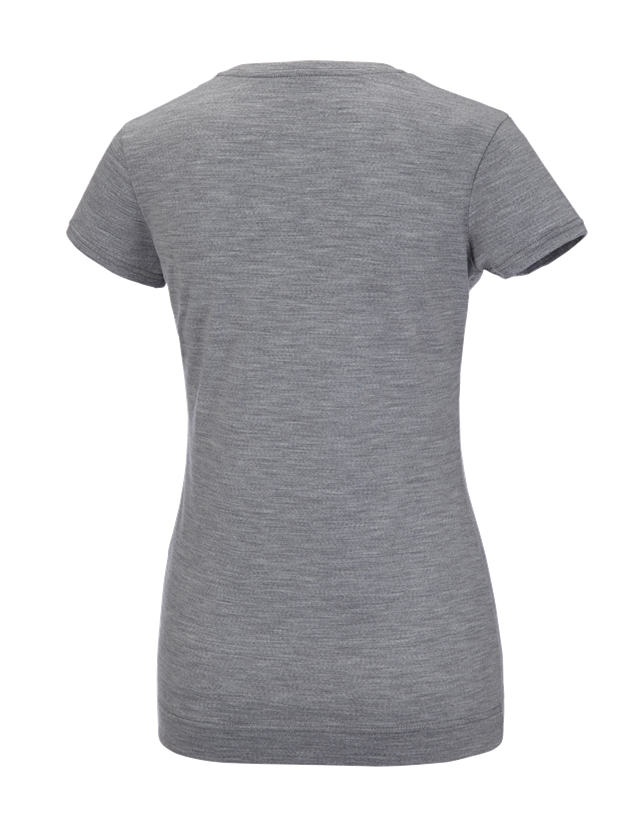 Hauts: e.s. T-shirt Merino light, femmes + gris mélange 1