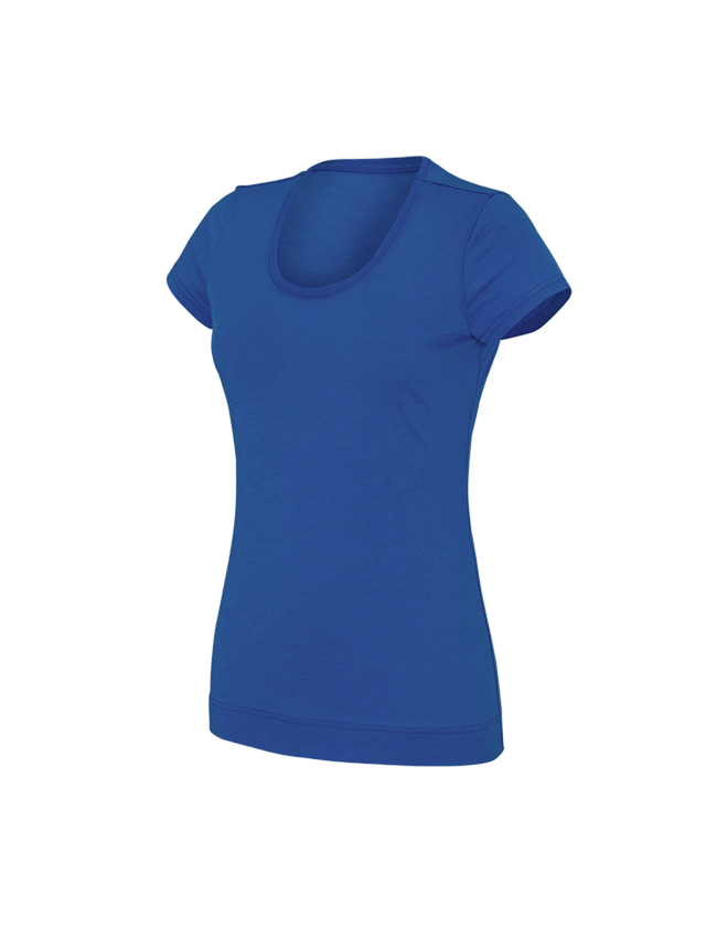 Hauts: e.s. T-shirt Merino light, femmes + bleu gentiane