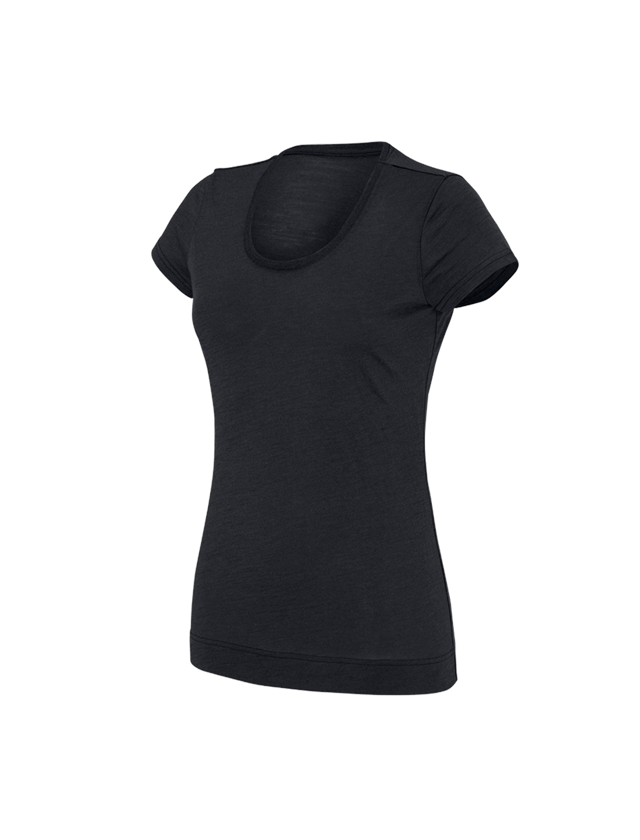 Bovenkleding: e.s. T-Shirt Merino light, dames + zwart