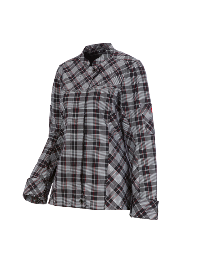 Shirts & Co.: Berufsjacke langarm e.s.fusion, Damen + schwarz/weiß/rot