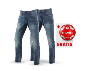 SET: 2x 5-Pocket-Stretch-Jeans, straight+Fußball