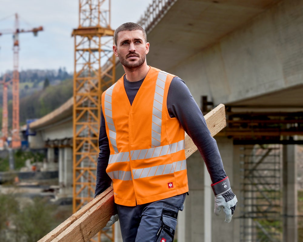 Veiligheidsbodywarmer, uni in signaaloranje voor heren
